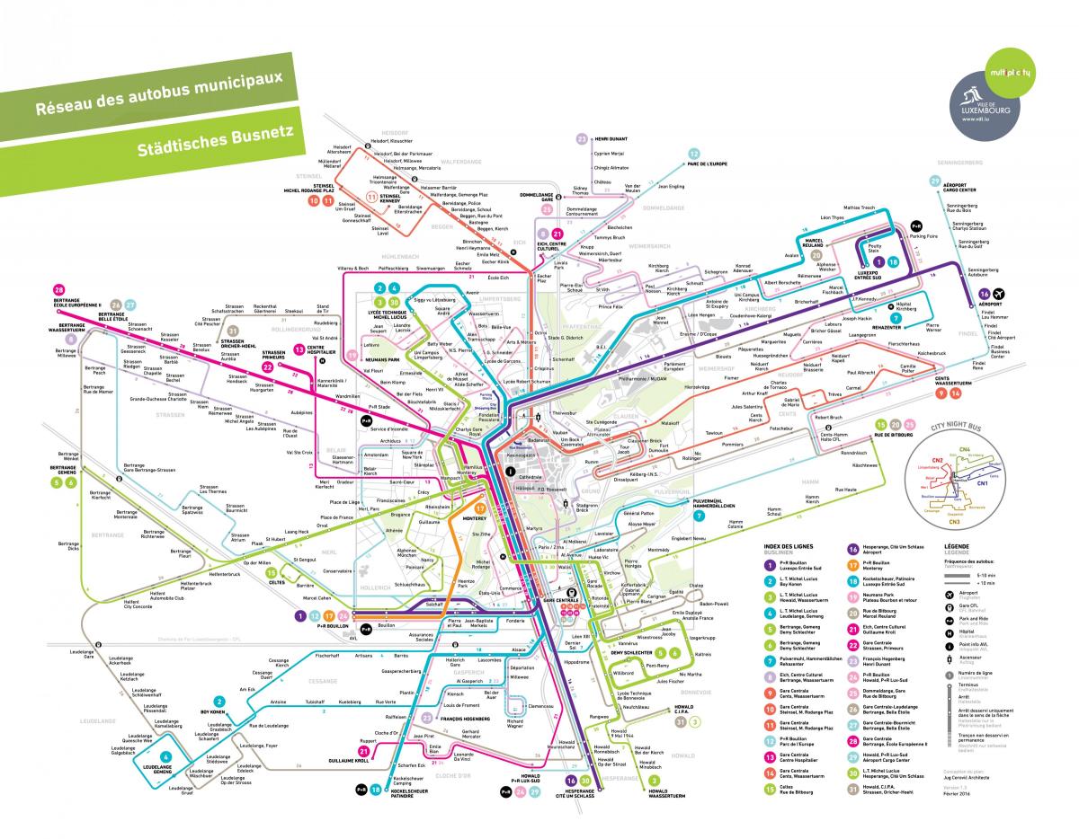 karta Luksemburga javnim prijevozom