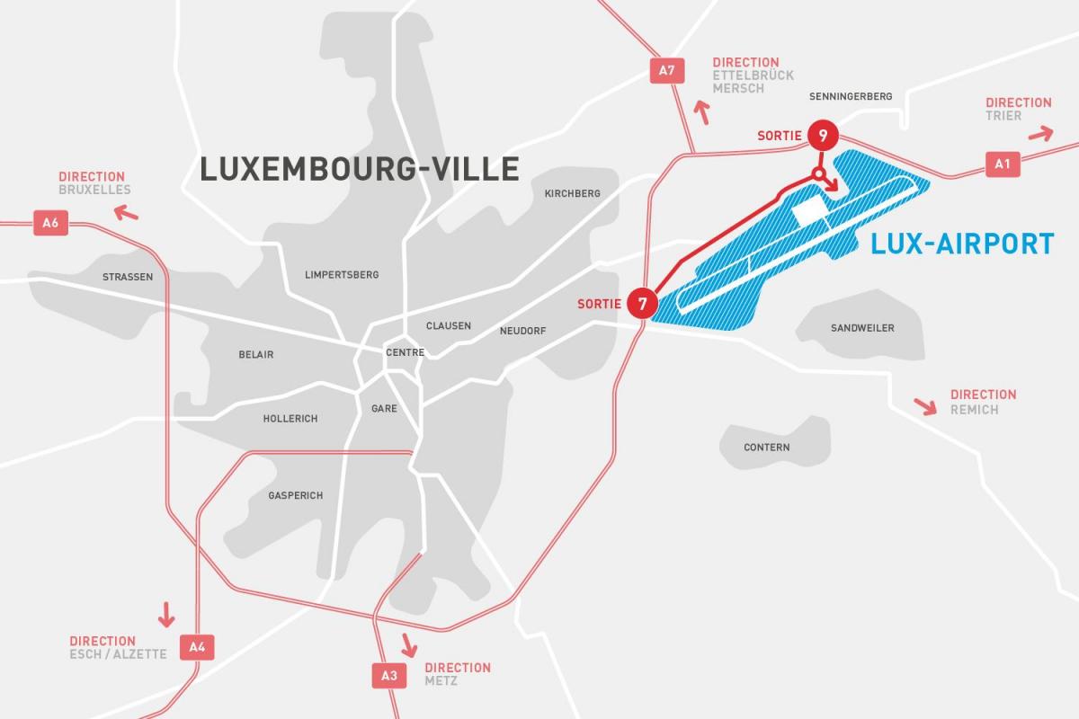 karta zračna luka Luksemburg