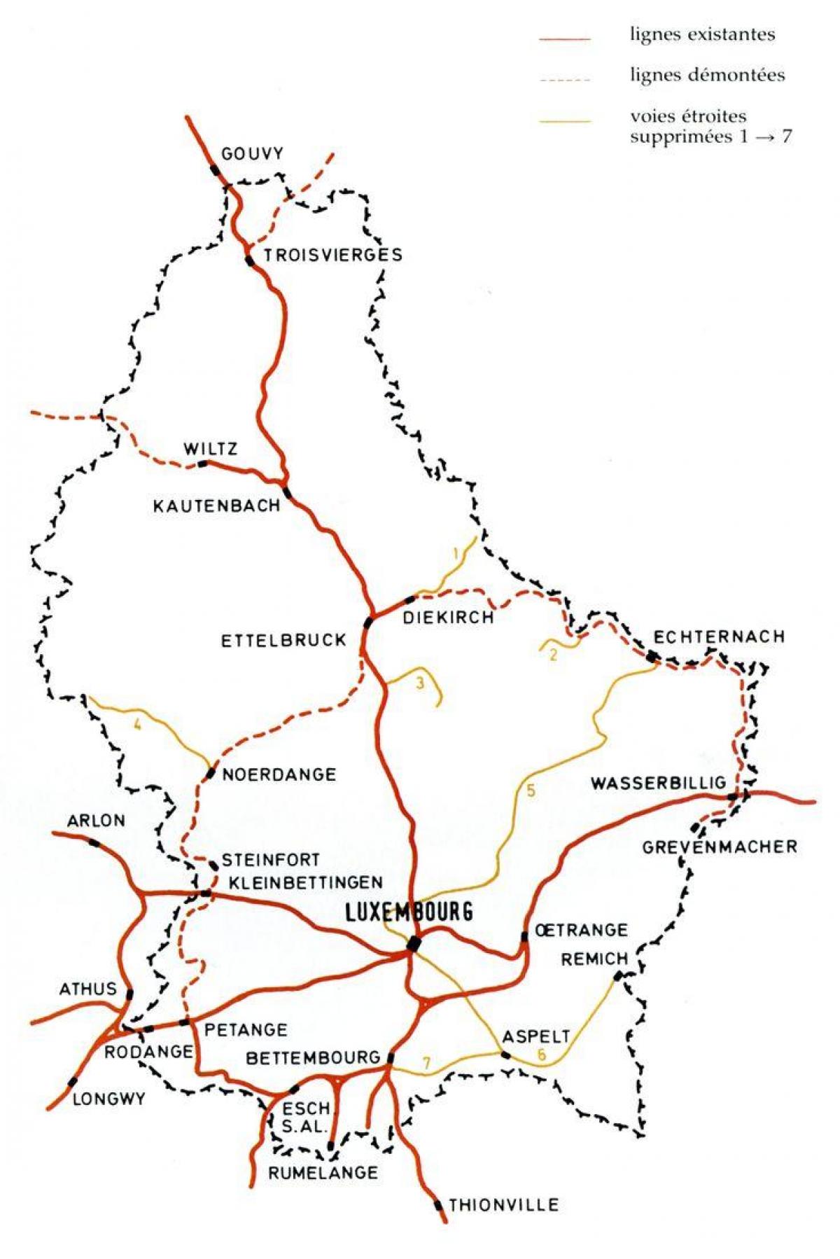 karta željezničkog kolodvora Luksemburga